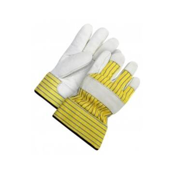 Ajusteur, gants en cuir, beige/jaune, support en coton