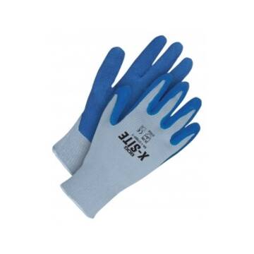 Gloves Medium Duty, Coated, Gray/blue, Poly-cotton Backing