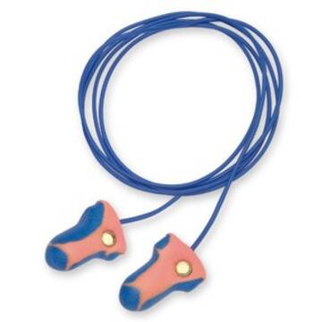 Bouchon d'oreille à usage unique avec cordon détectable en métal, 33 dB, en forme de T, orange/bleu, universel