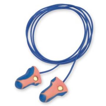 Metal Detectable Corded Single Use Ear Plug, 33 dB, T-Shape, Orange/Blue, Universal