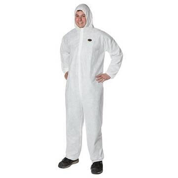 Coverall Disposable White, 3-layer Spunbond Melt-blown Synthetic, 54 To 56 In Chest