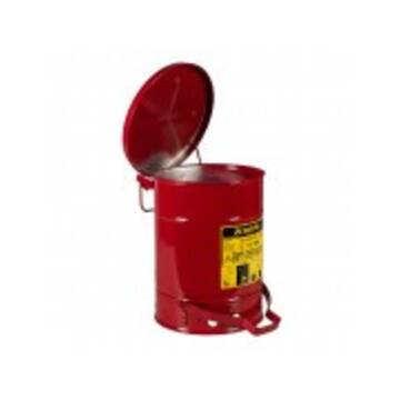 Oily Waste Can, 6 Gallon, Foot-operated Self-closing Cover, Red