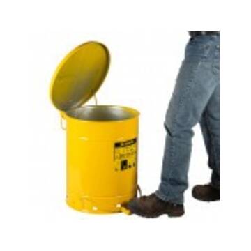 Hands-Free Oily Waste Can, 14 gal, 16.063 in dia, 20.25 in ht, Steel, Yellow