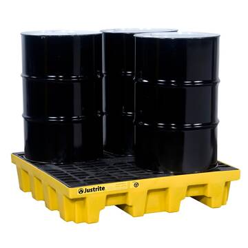 Drum Spill Pallet, 4 Drums, 73 gal, 10.25 in ht, Yellow