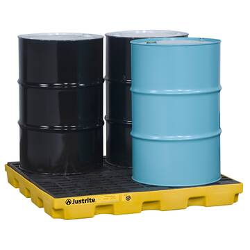 Drum Spill Pallet, 4 Drums, 49 gal, 5.5 in ht, Yellow