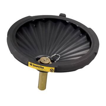 Flammables Drum Funnel, Closed Head Drum, Drum Fill Vent and Flame Arrester, Recycled Polyethylene, Black, 21 in Dia, 3.25in ht