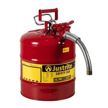 Type 2 Accuflow™ Steel Safety Can For Flammables, 5 Gallon, 1-inch Metal Hose, Red