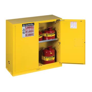 Flammable Safety Cabinet, 30 gal, 44 in ht, 43 in wd, 18 in dp, 18 ga Steel