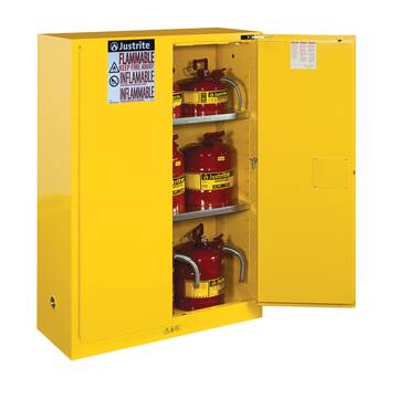 Flammable Safety Cabinet, 45 gal, 65 in ht, 43 in wd, 18 in dp, 18 ga Steel