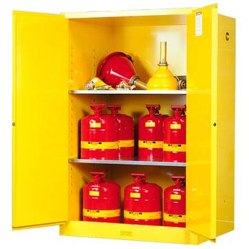 Sure-grip® Ex Flammable Safety Cabinet, 90 Gallon, 2 Manual-close Doors, Yellow