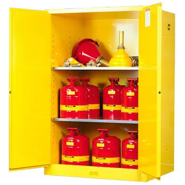 Flammable Safety Cabinet, 90 gal, 65 in ht, 43 in wd, 34 in dp, 18 ga Steel