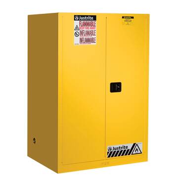 Flammable Safety Cabinet, 90 gal, 65 in ht, 43 in wd, 34 in dp, 18 ga Steel