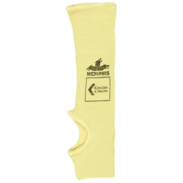 Manche résistant aux coupes avec fente pour pouce, 2-1/4 po la, 10 po lo, Kevlar®, jaune