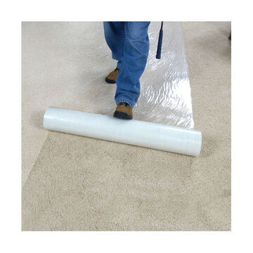 Self Adhesive Carpet Cover, 24 in x 200 ft x 3 mil, Polyethylene, Water Clear