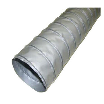 Type D Flexible Duct, Type D, 8 in x 25 ft, Vinyl-Coated Fiberglass Cloth, Gray, 20 in wc Positive, 10 in wc Negetive, -20 to 250 deg F