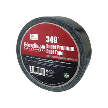 Duct Tape, 48 mm x 36 mm x 16 mil, Polyethylene Coated Cloth, Black