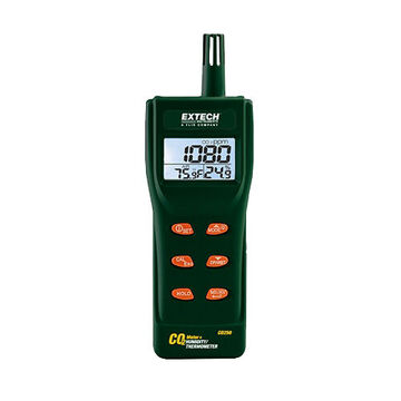 Portable Indoor Air Quality Meter, LCD Display, 0 to 5000 ppm, 14 to 140 deg F, 0 to 99.9% RH