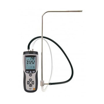 Pitot Tube Anemometer/Differential Manometer, Rotating Vane, Dual LCD Display, 1 to 80 mps, 0.752 psi, 32 to 122 deg F