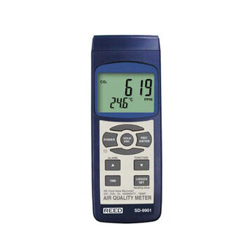 Data Logging Indoor Air Quality Meter, Dual LCD Display, 0 to 4000 ppm, 32 to 122.0 deg F, 5 to 95% RH
