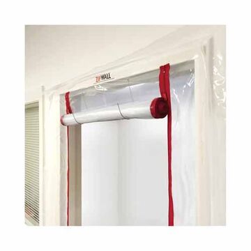 Door Kit, 4 ft x 7.5 ft x 25.4 mil, 4 mil Plastic Sheeting, Clear/Red