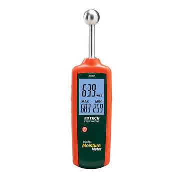Pinless Moisture Meter, Backlit LCD Display, 0 to 100% Relative Mositure