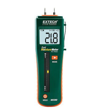 Combination Pin/pinless Moisture Meter, Backlit LCD Display, 0 to 99.9% Relative Pinless Moisture