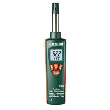 Precision Hygro Thermometer, Backlit LCD Display, -22 to 199 deg F