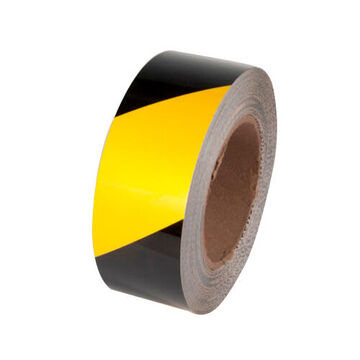 Floor Marking Tape, Yellow/Black, 4 in x 100 ft, 7.7 mil