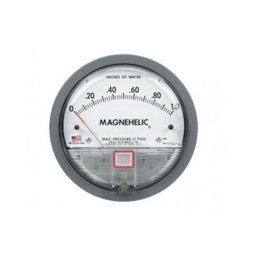 Magnehelic Differential Pressure Gauge, 0 to 0.5 in WC/0 to 125 pa, 1/8 in FNPT, +/-2% of FS