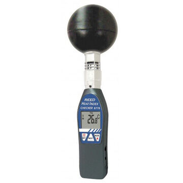 Heat Stress Meter Kit, LCD Display, 32 to 122 deg F, 0 to 100% RH, +/-1.8 deg F, 10% to 90% RH: +/-3%