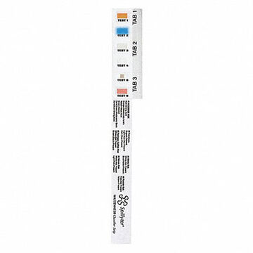 Bande de classification des eaux usées, pH 0 à 13. sulfure d'hydrogène 10 ppm, nitrates 10 ppm et nitrites 1 ppm, produits pétroliers et solvants organiques 10 ppm, fluorure 20 ppm, 10. 10 pouce x 12 pouce