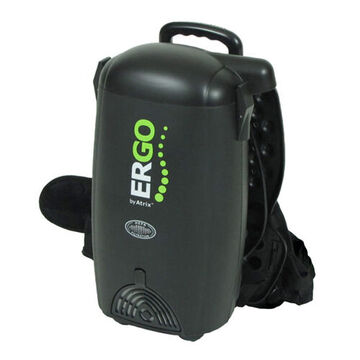 Corded Backpack Vacuum Cleaner, 8 qt Tank Capacity, 106 cfm, 120 VAC, 1400 W, HEPA Filter