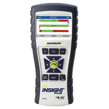 Insight Plus Residential Combustion Analyzer, 8 in x 3.6 in x 2.3 in, 0 to 4000 ppm (CO), 0 to 20.9% (O2), LCD