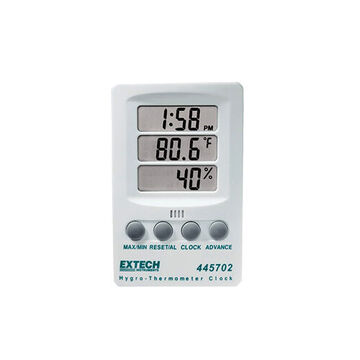 Hygro Thermometer Clock, LCD Display, 14 to 140 deg F