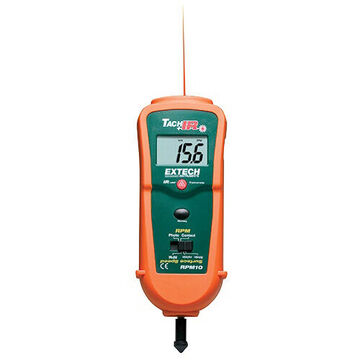 Photo/Contact Laser Tachometer, LCD Display, 0.5 to 20, 000 rpm Contact, 10 to 99, 999 rpm Photo, 0.2 to 6560 fpm Surface Speed