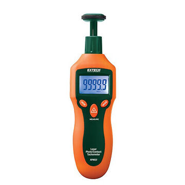 Mini Combination Contact/Laser Photo Tachometer, Backlit LCD Display, 2 to 20, 000 rpm Contact, 2 to 99, 999 rpm Photo, 0 to 78, 720 ipm Surface Speed