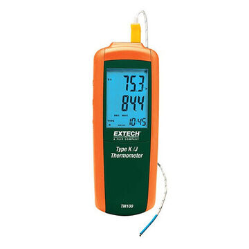 Type K/J Single Input Thermometer, Backlit LCD Display, -328 to 2501 deg F