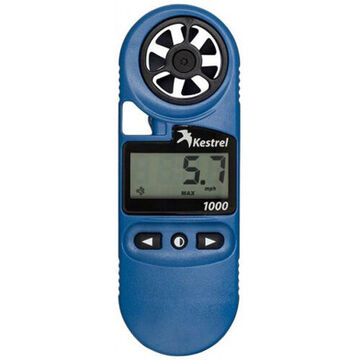 1000 Pocket Wind Anemometer, 118 to 7, 874 fpm, Reflective LCD Display, 14 to 131 deg F