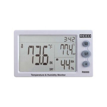 Indicateur de température et d'humidité, 14 à 122 degré F, 20 à 95% HR, 0.1 degré F, 1% HR