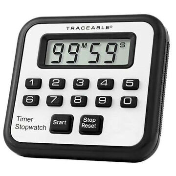 Push-Button Digital Timer, 2-1/2 x 3 x 5/8 in, +/-8.64 sec/day, LCD