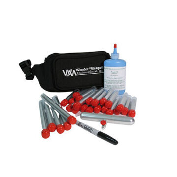Mini Sampling Pack, Belt Bag with 3 Zippered Pockets, (20) Regular 3-3/8 in Length and (5) Double 6-3/4 in Length Aluminun Cutter Sleeves in Clear Collection Vials with Vinyl Caps, 6 oz Squeeze Bottle of Wonder Fill Insulation, (1) Asbestos Bulk Sampler Handle, Permanent Marker