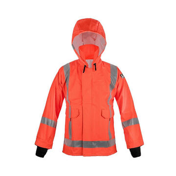 Long Sleeve Rain Coat, Polyurethane, Orange, X-Large