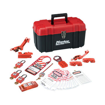 Portable Personal Lockout Kit, Red, Plastic Case, Thermoplastic Padlock