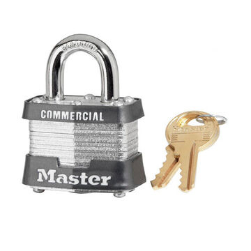 Safety Padlock, 9/32 in x 5/8 in x 3/4 in Shackle, 1-9/16 in x 1-1/4 in Body, Hardened Steel Shackle, Laminated Steel Body, Open Type Shackle, Alike Key, Keyed to 3212 Key