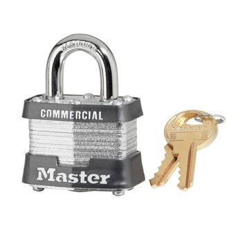 Commercial, Non-Rekeyable Lockout Padlock, Alike, Gray, Laminated Steel, 9/32 in Shackle dia, 3/4 in Shackle ht
