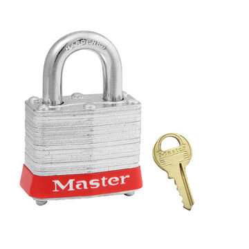 Safety Padlock, Keyed Alike, 9/32 in Shackle dia, Red