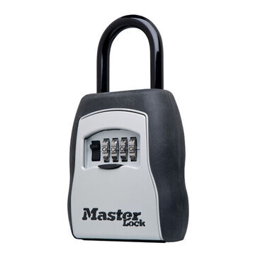 Lock Box Portable, 3-1/4 In X 6-1/3 In X 1-3/4 In, Black, Metal