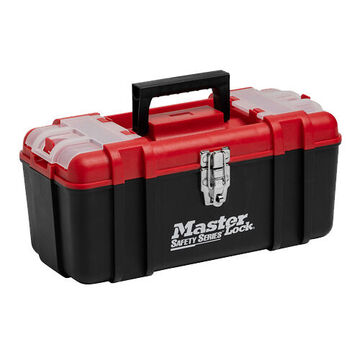 Personal Lockout Toolbox, 17 in x 9 in x 9 in, Black/Red, Polypropylene