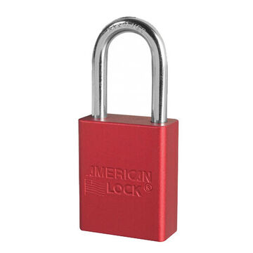 Safety Padlock, 1/4 in x 3/4 in x 1-1/2 in Shackle, 1-1/2 in x 1-7/8 in Body, Chrome Plated Boron Alloy Shackle, Anodized Aluminum Body, Open Type Shackle, Different Key