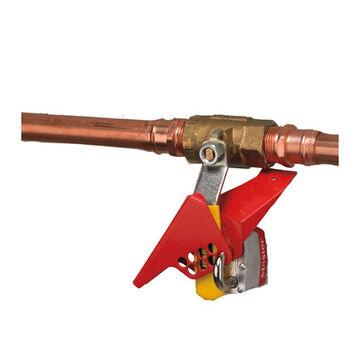 Wedge Style Ball Valve Lockout, 2-1/4 in x 5-9/16 in x 1-3/4 in, Red, Powder Coated Metal